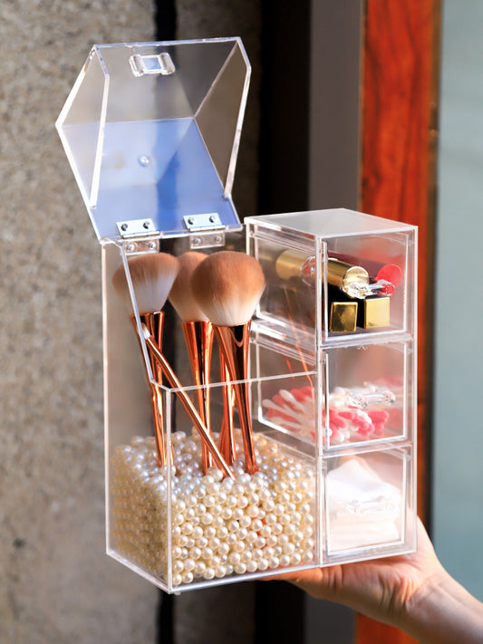 Organizador de Maquillaje y Joyas Acrílico Transparente con Tapa - Image 2