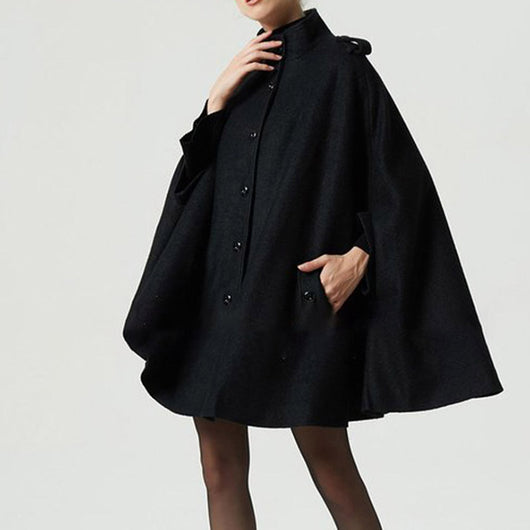 Poncho Abrigo de Lana - Capa Corta Elegante - Image 3