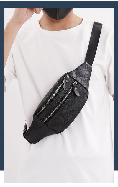 Riñonera Deportiva de Cuero Genuino para Hombre, Bolsa Invisible para Correr - Image 13
