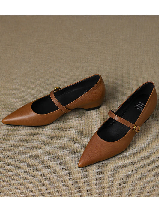 Pumps Retro Francés Punta Fina de Piel de Oveja para Mujer - Image 14