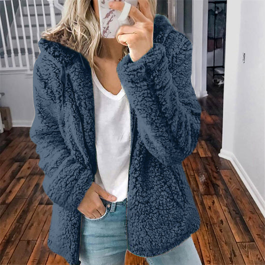 Chaqueta de Lana Casual con Capucha para Mujer - Image 4