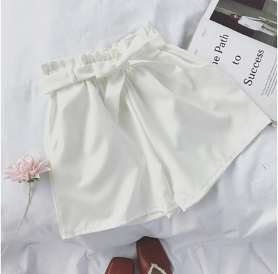 Shorts Coreanos de Cintura Alta con Moño - Pantalones Anchos Efecto Reductor