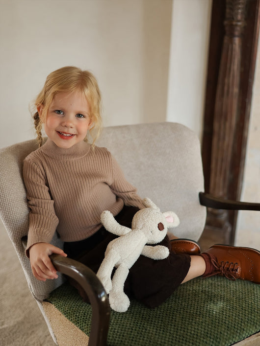 Suéter Infantil de Cuello Alto Medio para Niñas - Prenda Base Tejida Versátil Primavera Otoño - Image 6
