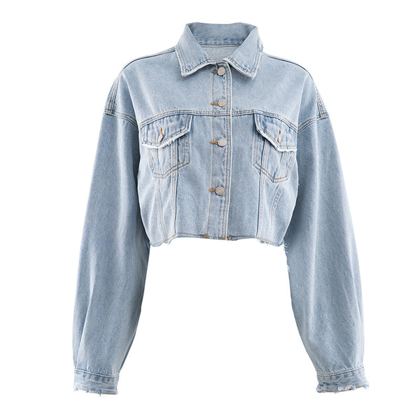 Chaqueta Denim Oversized Desgastada - Estilo Europeo Otoño