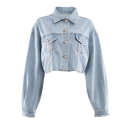 Chaqueta Denim Oversized Desgastada - Estilo Europeo Otoño