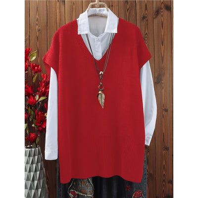 Chaleco Suelto Cuello V Talla Grande - Diseño Versátil - Image 3
