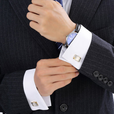 Gemelos Bicolor Oro Cepillado para Hombre - Image 3