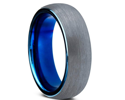 Anillo de Tungsteno Cepillado con Incrustación Azul Interior - Image 2