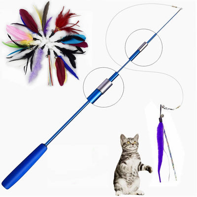 Caña de Pescar Interactiva para Gatos con Plumas Retráctil de 3 Secciones - Image 2