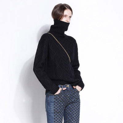 Suéter Suelto de Cuello Alto para Mujer - Pullover Versátil - Image 3
