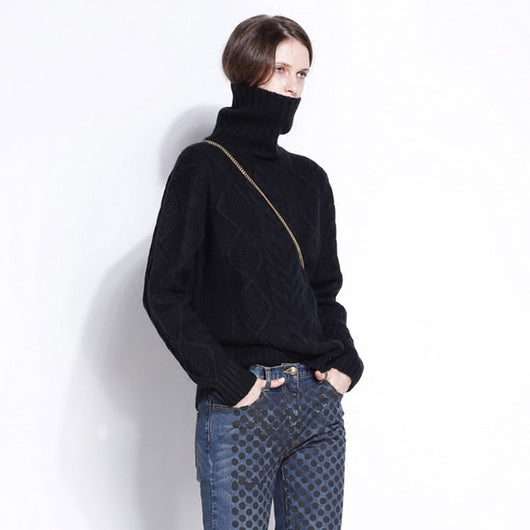 Suéter Suelto de Cuello Alto para Mujer - Pullover Versátil - Image 3