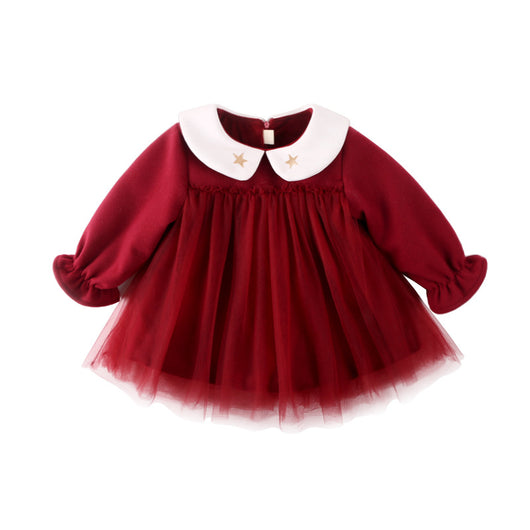 Vestido de Otoño para Niña en Lana Gruesa Rojo - Image 3
