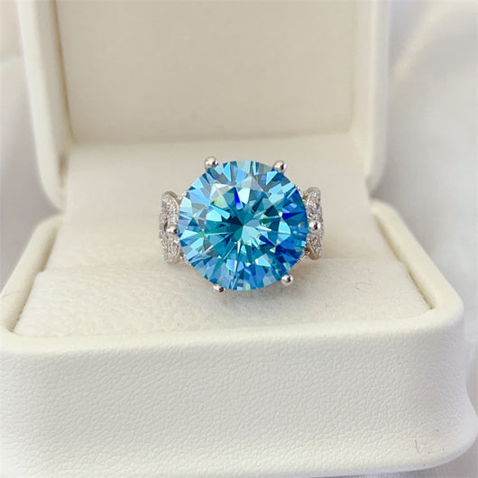 Anillo de Lujo con Moissanita Azul de 10 Quilates - Diamante Completo para Mujer - Image 2