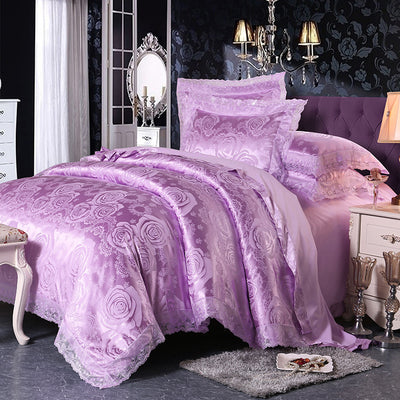 Juego de Cama 4 Piezas Algodón Puro con Diseño Jacquard Satinado Europeo - Image 26