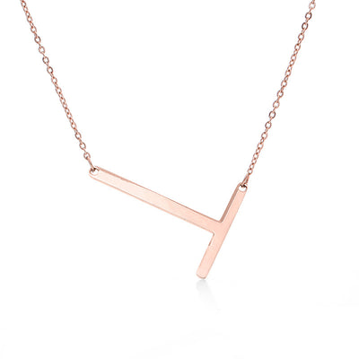Collar Inicial Acero Inoxidable Chapado en Oro Rosa - Image 160