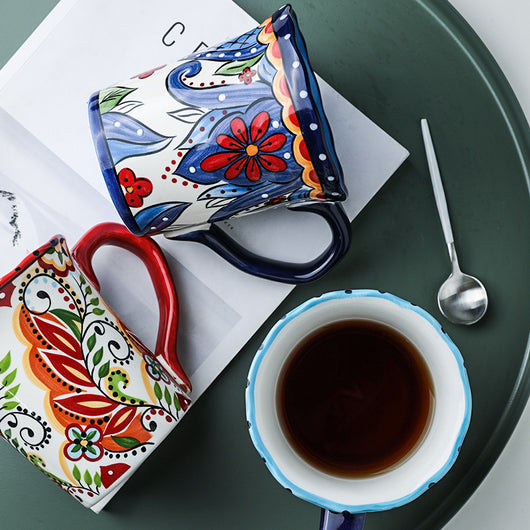 Taza de Cerámica Pintada a Mano Estilo Bohemio - Image 7