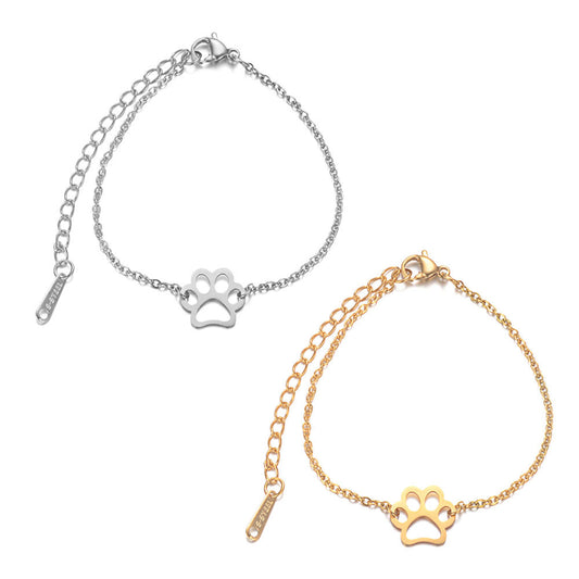Pulsera de Acero Inoxidable con Patita de Perro