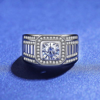 Anillo Cuadrado en Oro Blanco con Micro Engastes