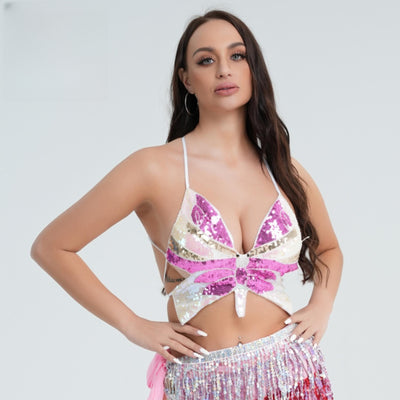 Top Sostén con Lentejuelas y Diseño de Mariposa - Image 5