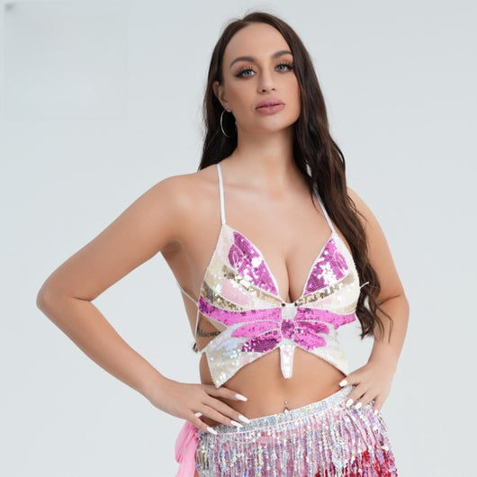 Top Sostén con Lentejuelas y Diseño de Mariposa - Image 5
