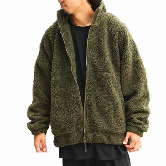 Cardigan de Terciopelo de Cordero Liso con Cuello Mao para Hombre - Image 3