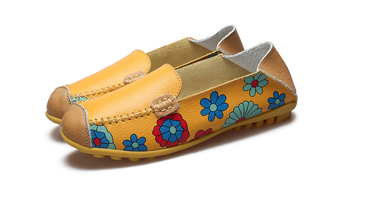Mocasines de Cuero Genuino con Estampado Floral y Suela Flexible - Image 2