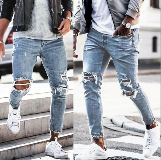 Pantalones Skinny Rotos para Hombre - Estilo Streetwear