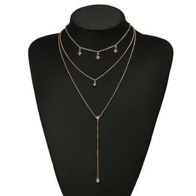 Collar Multicapas Luna y Estrellas Set Cadena para Suéter - Image 3
