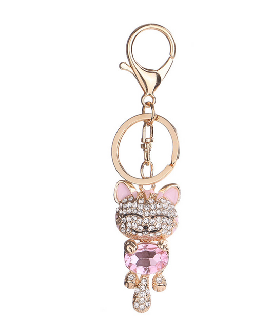 Llavero Gato de la Suerte con Cristal y Esmalte - Accesorio Elegante para Mujer - Image 8