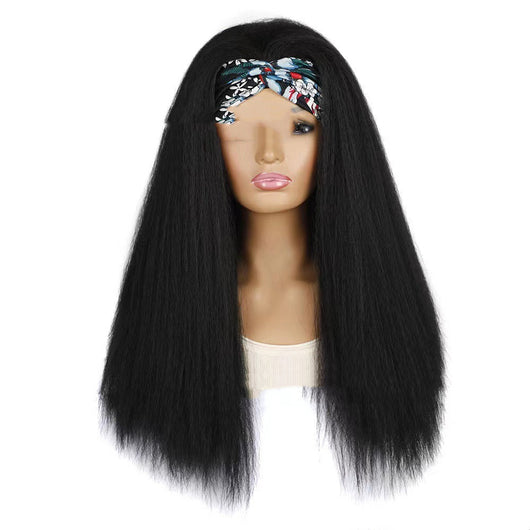 Bandana Peluca Cubrecabeza Cabello Largo Efecto Seda de Maíz - Image 4