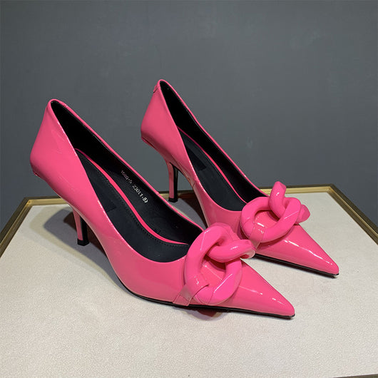 Tacones Charol Punta Fina Colores Caramelo - Elegancia Versátil - Image 6