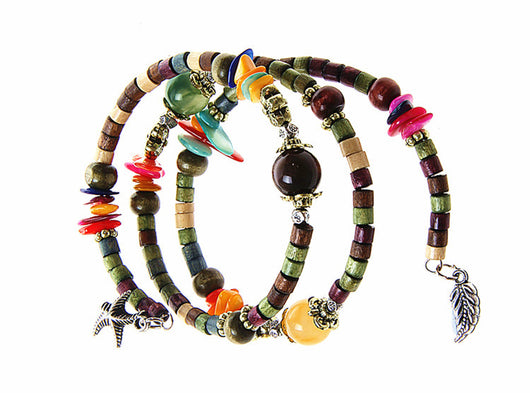 Pulsera de Madera Vintage con Cuentas Budistas y Detalles en Concha - Image 13