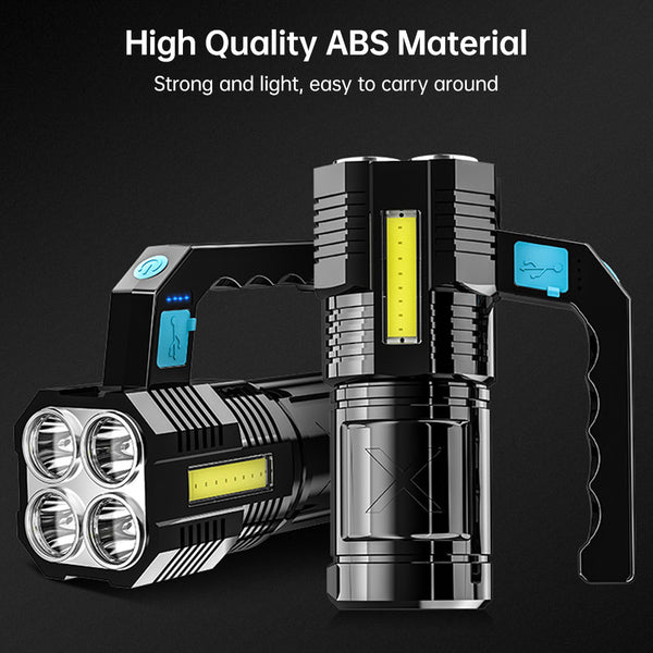 Linterna LED Recargable de 4 Núcleos Ultra Potente - Alcance Extremo