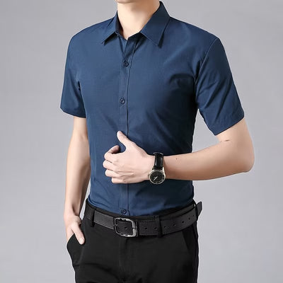 Camisa Ejecutiva Slim Fit Antirruga Manga Corta para Hombre - Image 4