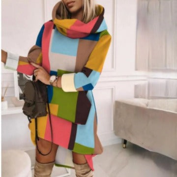 Suéter Largo Mujer con Estampado y Combinación de Colores Street