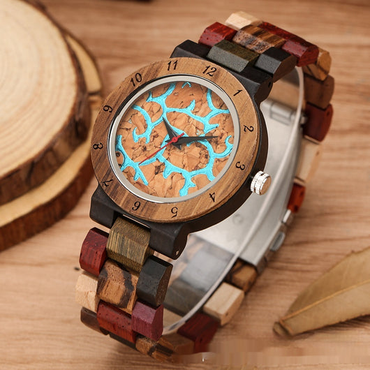 Reloj de Pulsera Mujer Madera Cuarzo Diseño Alce Colorido - Image 5
