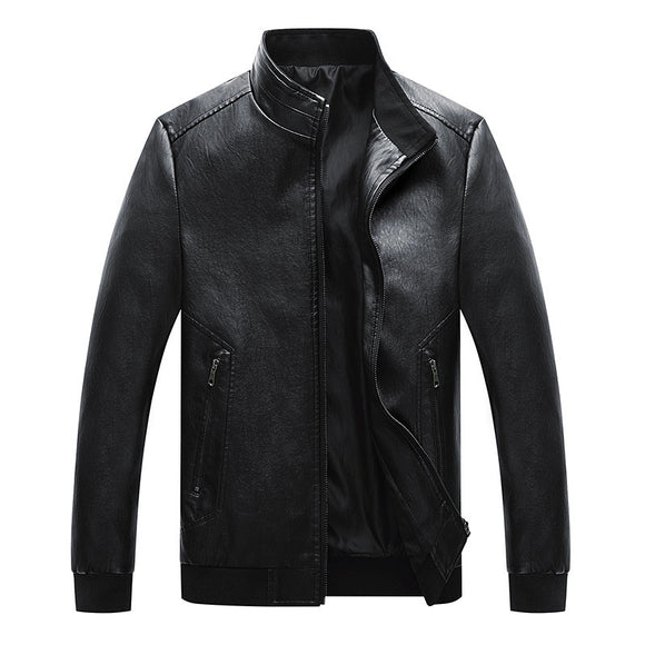 Chaqueta de Cuero PU Lavado para Hombre - Primavera y Otoño