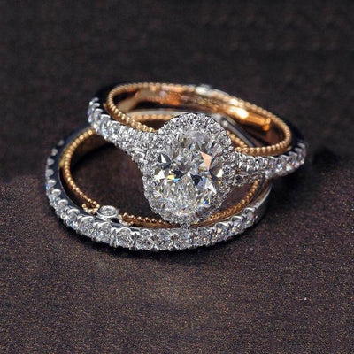 Anillo de Plata 925 con Zafiro Blanco Ovalado y Oro Rosado 14K - Joya de Lujo para Aniversario