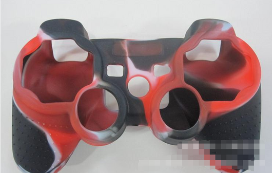 Red, black, and white camouflage silicone case for an Xbox 360 controller, featuring textured grips. - Image 10