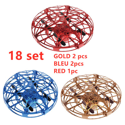 Gold mini UFO drone with a spherical protective cage and black propellers, sold as a 3-piece set. - Image 21