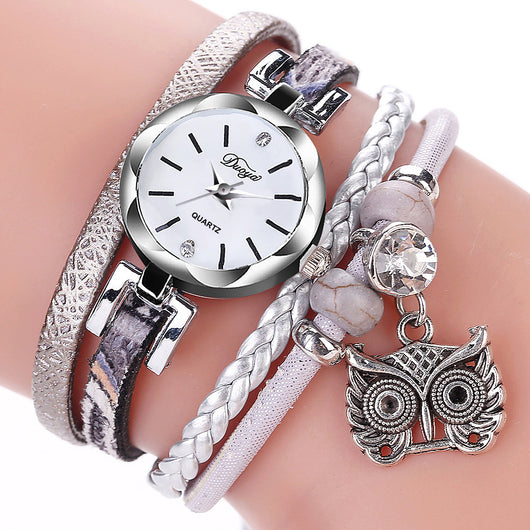 Pulsera Reloj con Dije de Búho Tejido a Mano - Image 12