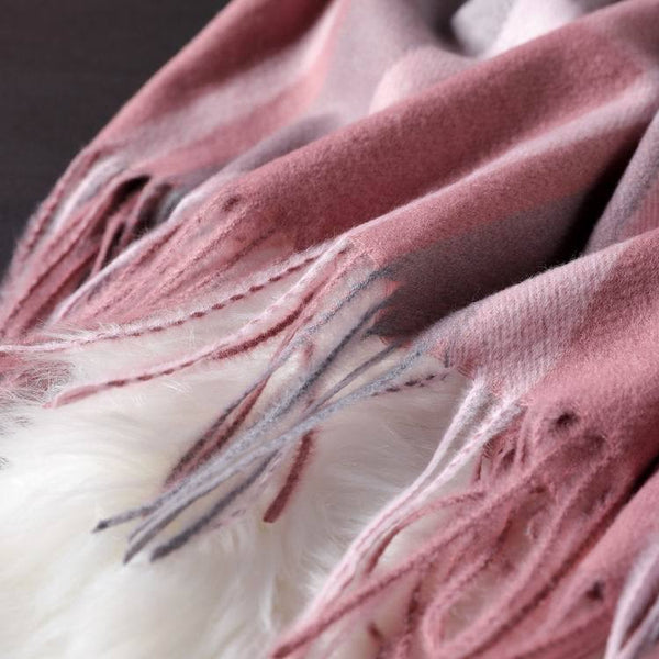 Chal de Cachemira Reversible con Borlas