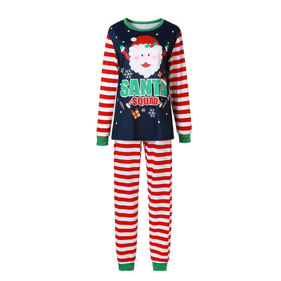Santa Printed Parent-child Homewear, a two-piece pajama set with a Santa Claus graphic and red and white stripes. - Image 25