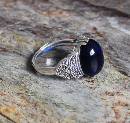 Anillo de Plata Esterlina 925 con Lapislázuli Natural para Hombre - Diseño Moderno