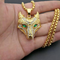 Colar Viking Masculino com Pingente de Cabeça de Lobo em Aço Inoxidável Dourado