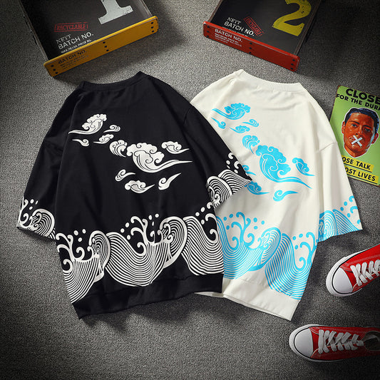 Camiseta Casual Japonesa de Manga Corta - Estilo Chino Contemporáneo
