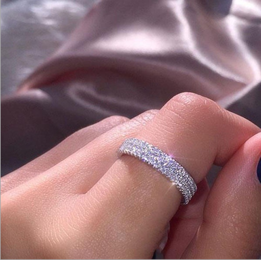 Anillo de Diamantes Princesa Triple Fila