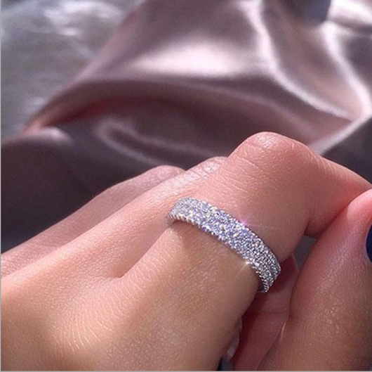 Anillo de Diamantes Princesa Triple Fila