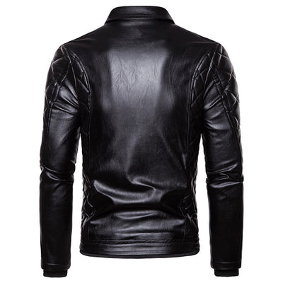 Chaqueta de Cuero Estilo Motociclista con Cuello de Lana Desmontable - Image 4