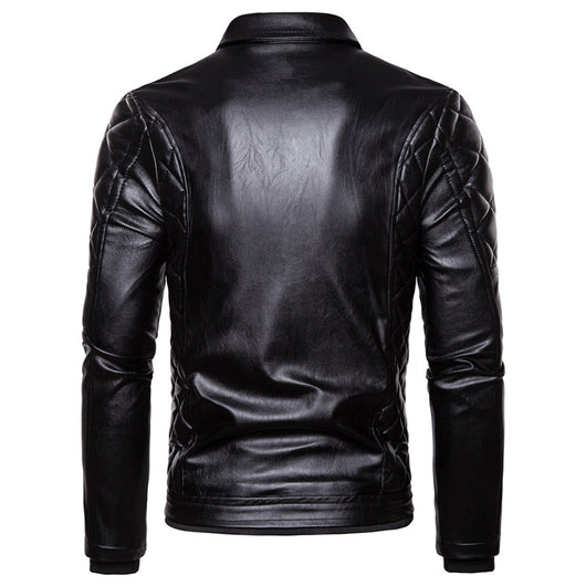 Chaqueta de Cuero Estilo Motociclista con Cuello de Lana Desmontable - Image 4